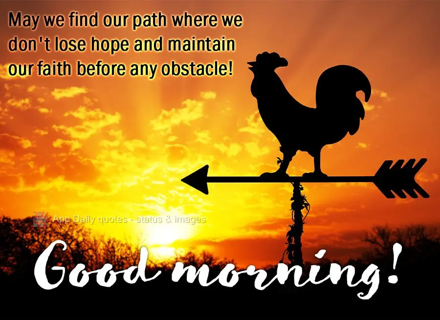 Que a gente possa encontrar um caminho onde não se perca as esperanças, e possamos manter nossa fé sempre à frente de todos os obstáculos! Bom dia!...