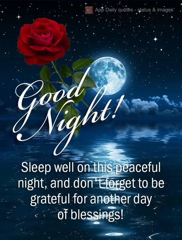Sleep well on this peaceful night, and don't forget to be grateful for another day of blessings! Good night!