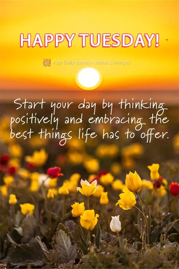 Start your day by thinking positively and embracing the best things life has to offer. Happy Tuesday!
