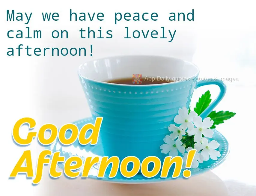 May we have peace and calm on this lovely afternoon! Good afternoon!