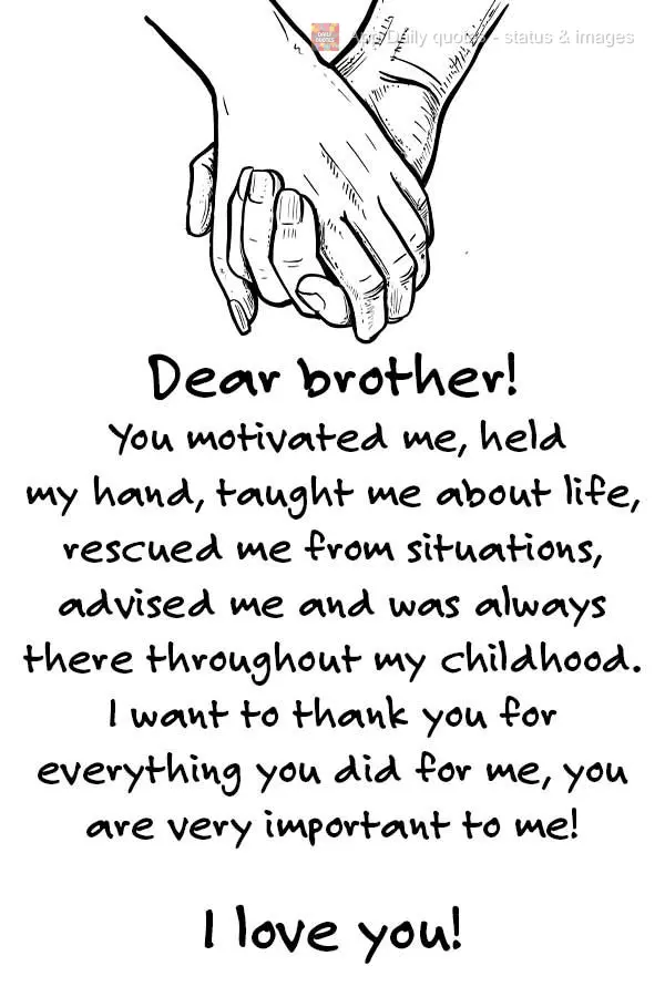 Dear brother! You motivated me, held my hand, taught me about life, rescued me from situations, gave me advice, and was always there throughout my childh...