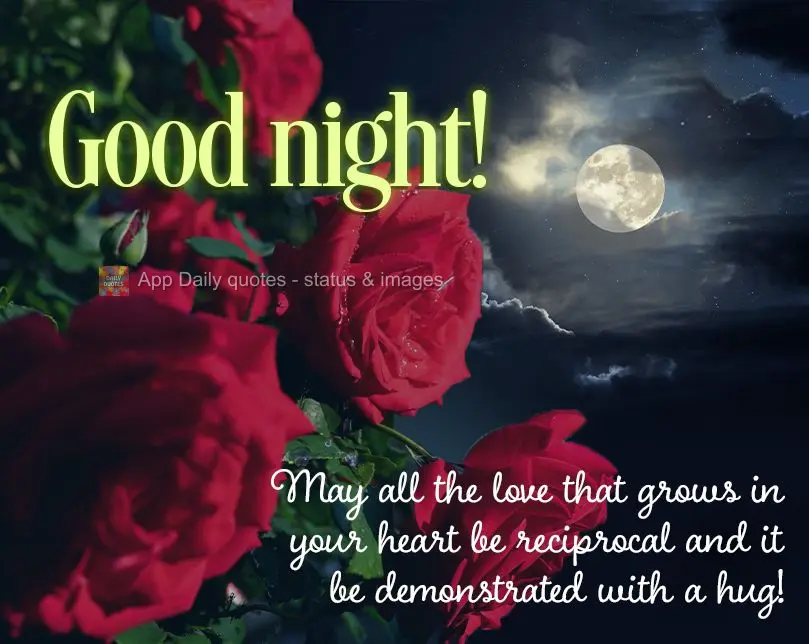 Que seja recíproco todo amor que brota no coração e é demonstrado com um abraço!  Boa noite!