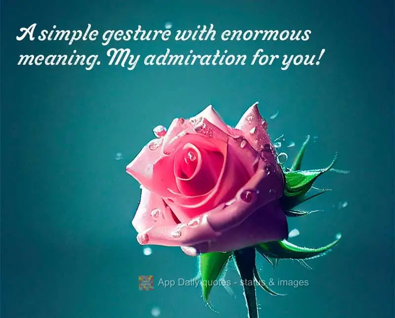 A simple gesture with enormous meaning. My admiration for you!