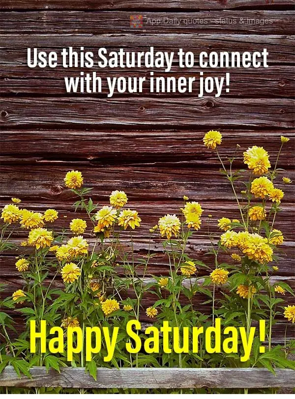Use this Saturday to connect with your inner joy! Happy Saturday!