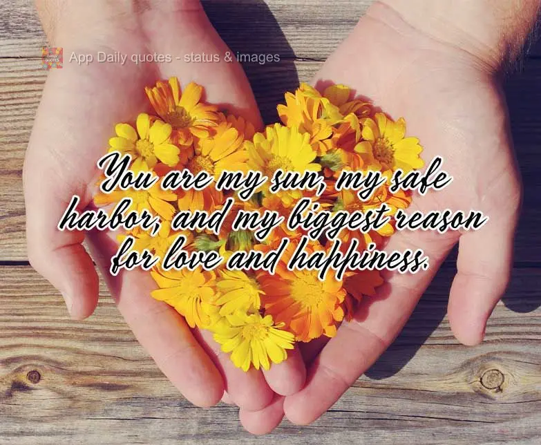 Você é meu sol, meu porto seguro e meu maior motivo de amor e felicidade.