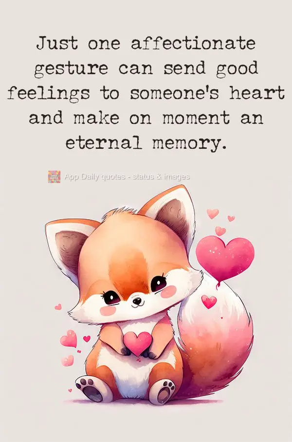 Just one affectionate gesture can send good feelings to someone's heart and make on moment an eternal memory.