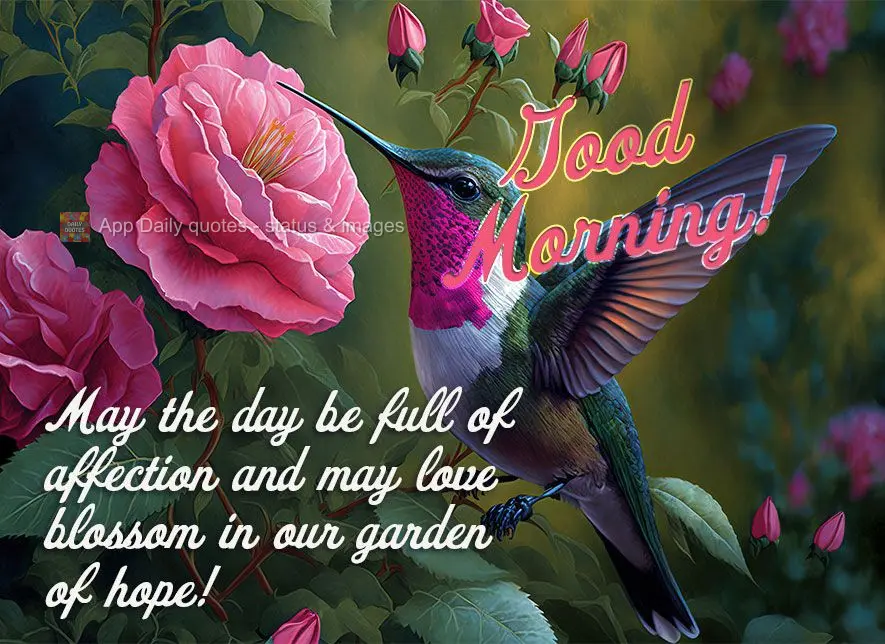 May the day be full of affection and may love blossom in our garden of hope! Good morning!