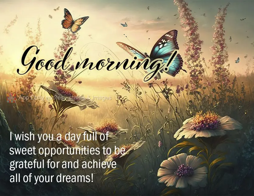 I wish you a day full of new opportunities to be grateful for to help you achieve all of your dreams! Good morning!