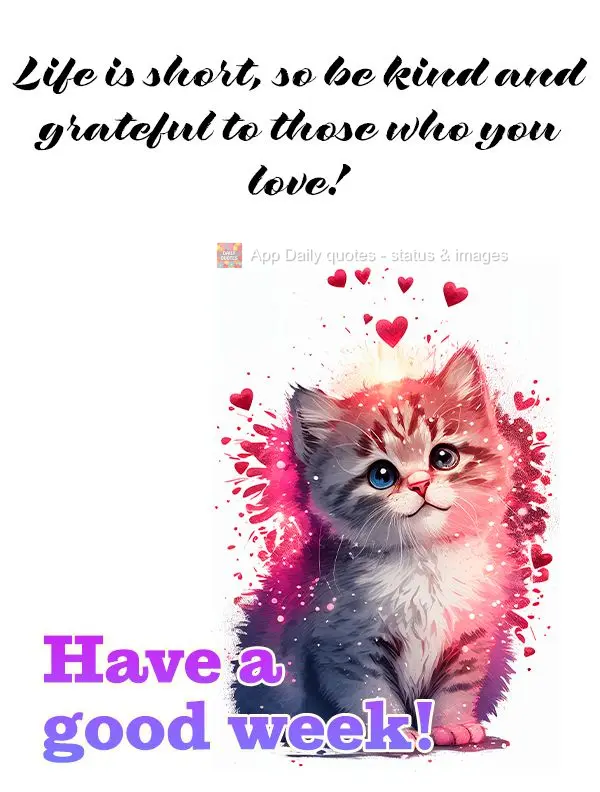 Life is short, so be kind and grateful to those who you love! Have a good week!