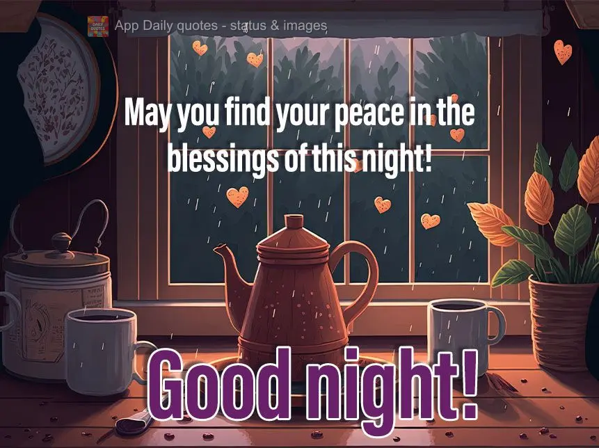 Que você encontre a sua paz nas bênçãos desta noite!  Boa noite!