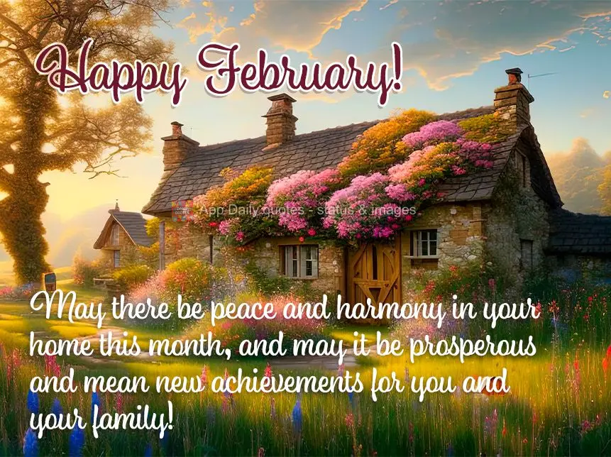 Que neste mês haja paz e harmonia em seu lar, e que possa estar sempre prosperando e trazendo conquistas para você e sua família! Feliz Fevereiro!