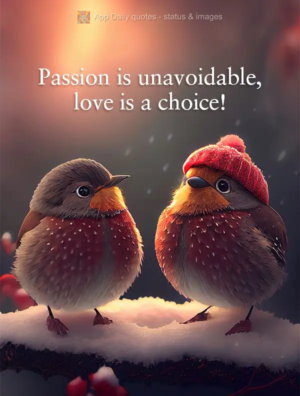 Passion is unavoidable, love is a choice!