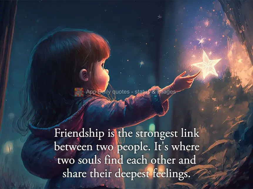 Friendship is the strongest link between two people. It's where two souls find each other and share their deepest feelings.