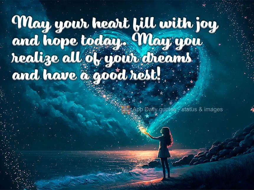May your heart fill with hope and joy today. May you make all of your dreams come true and rest well!