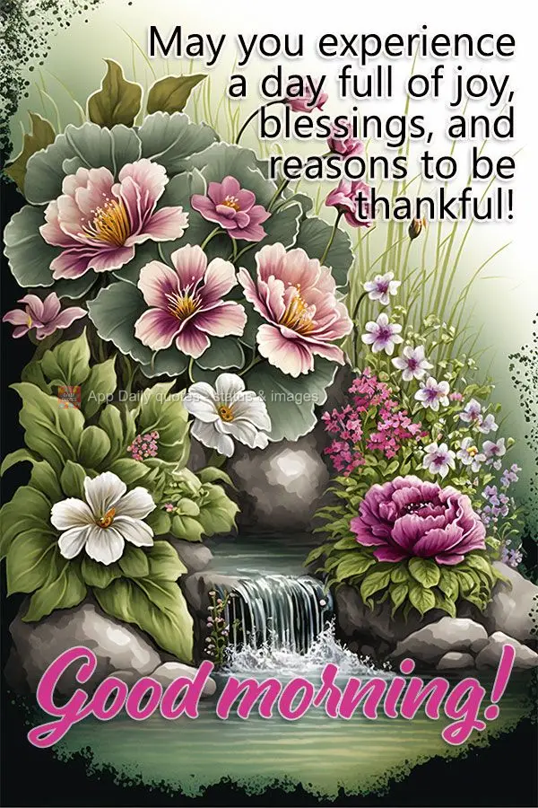 Que possa viver um dia cheio de alegria, bênçãos e motivos para agradecer! Bom dia!
