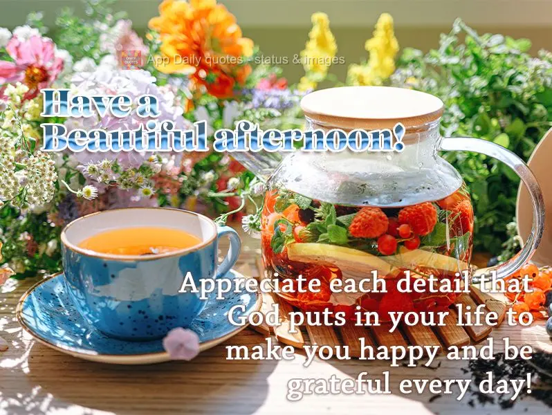 Appreciate each detail that God puts in your life to make you happy and be grateful every day! Have a Beautiful afternoon!