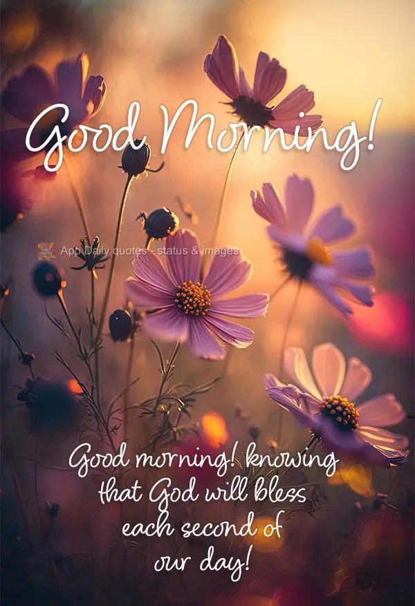 Good morning! knowing that God will bless each second of our day! Good morning!
