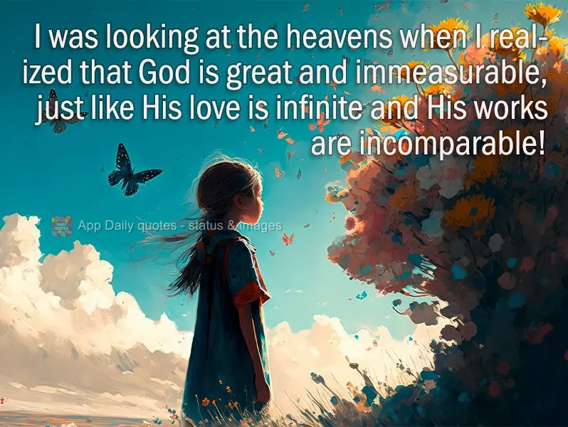 I was gazing at the heavens when I realized that God is great and immeasurable, just as His love is infinite and His works are incomparable!