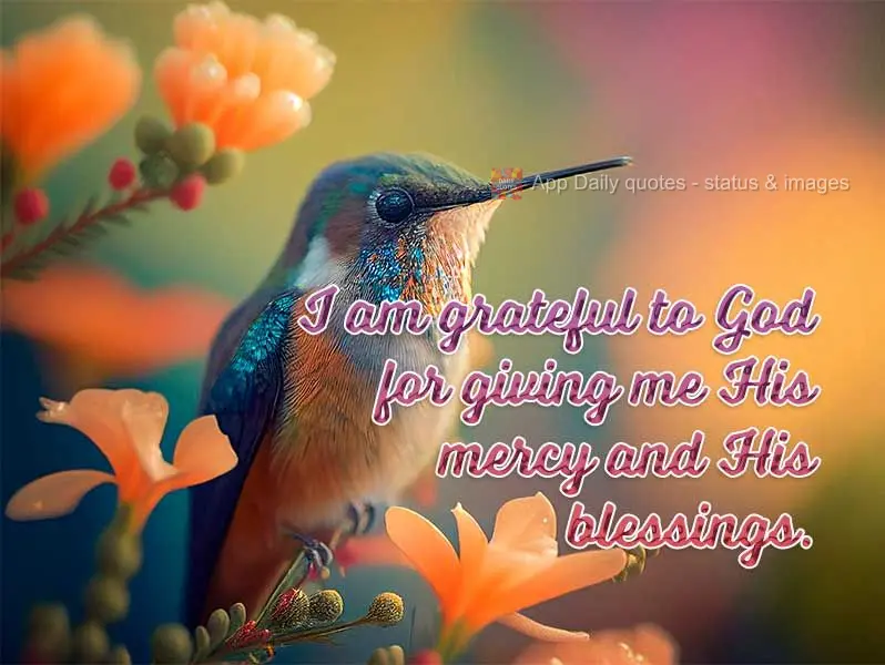 Sou grato a Deus por me dar sua misericórdia e suas bênçãos.