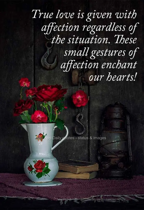 True love is given with affection regardless of the situation. These small gestures of affection enchant our hearts!