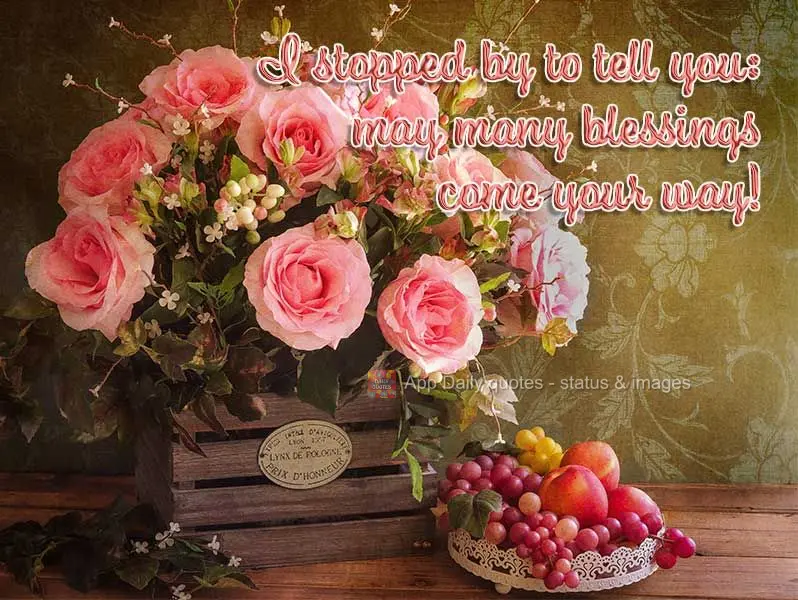 I stopped by to say to you: may many blessings come your way!