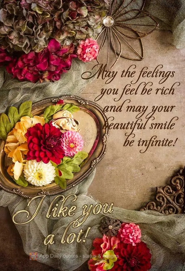 May the feelings you feel be rich, and may your beautiful smile be infinite! You are special to me!