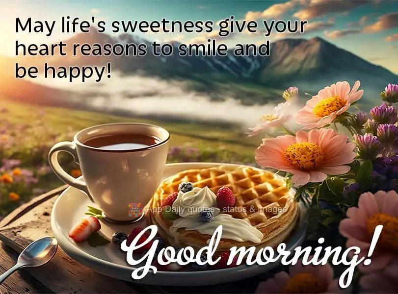 Que a doçura da vida possa trazer para o seu coração muitas razões para sorrir e ser feliz! Bom dia!