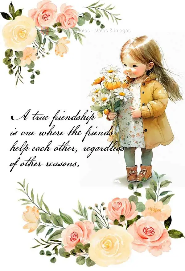 Uma amizade verdadeira é aquela em que os amigos se ajudam uns aos outros, independentemente de qualquer outra razão.