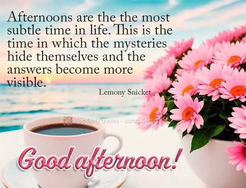 Afternoons are the the most subtle time in life. This is the time in which mysteries hide away and answers become more visible. Good afternoon! Lemony Sn...