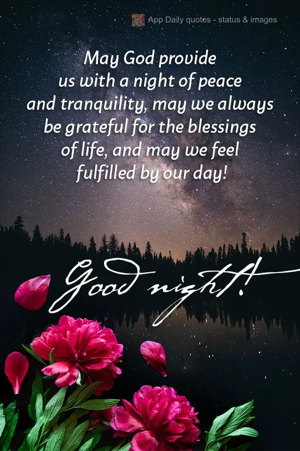 Que Deus possa providenciar uma noite de paz e tranquilidade, que esteja sempre grato pelas bênçãos da vida e que possa se sentir realizado pelo seu d...