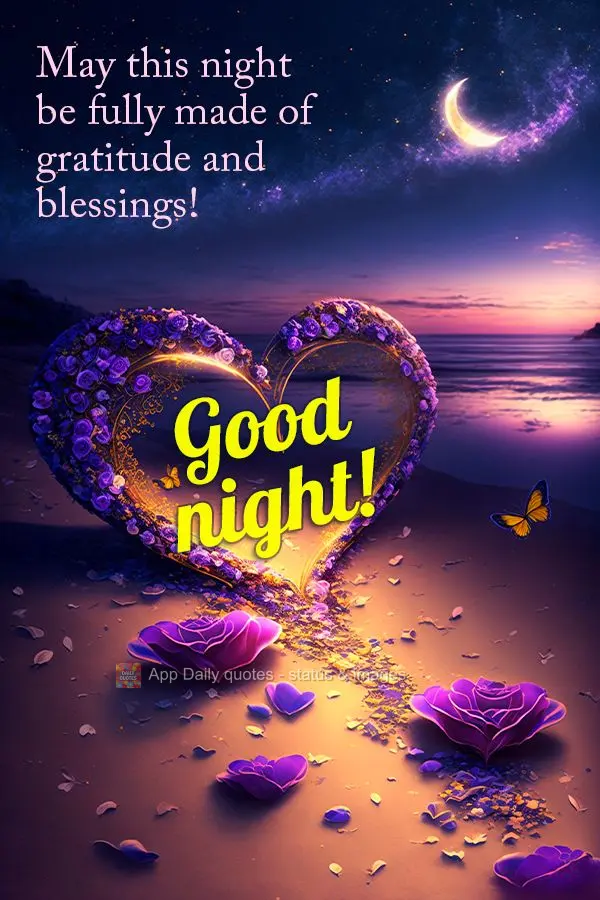 Que esta noite seja inteiramente feita de gratidão e bênçãos! Boa noite!