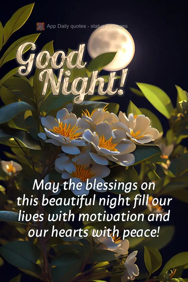 May the blessings on this beautiful night fill our lives with motivation and our hearts with peace! Good night!