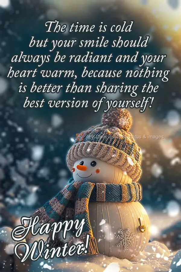 O tempo é de frio mas seu sorriso deve ser sempre radiante e seu coração quente, pois nada é melhor que compartilhar a melhor versão da gente! Feliz...