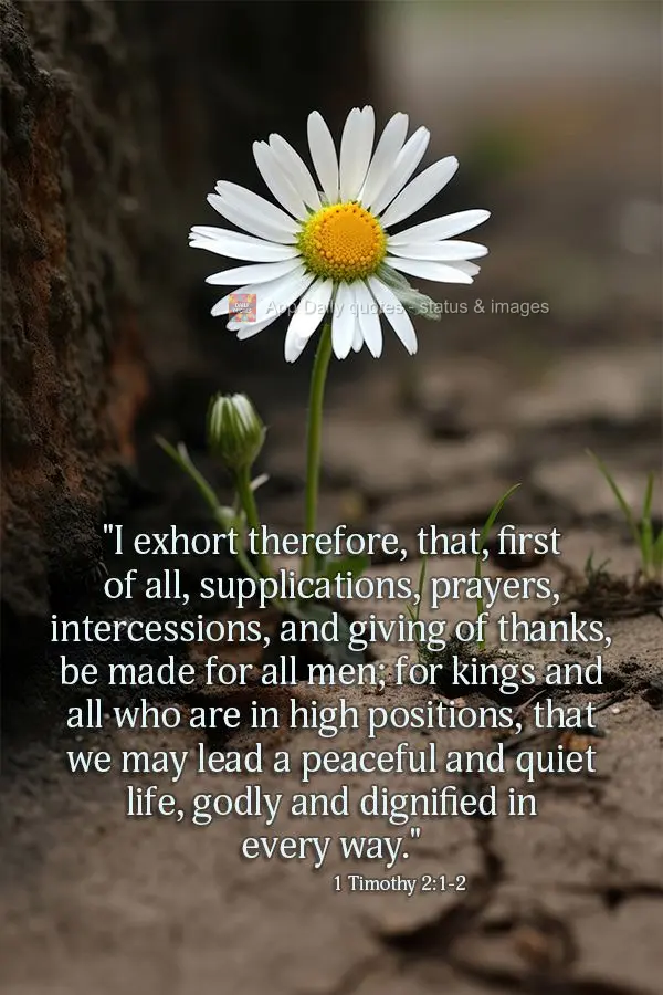 "I exhort therefore, that, first of all, supplications, prayers, intercessions, and giving of thanks, be made for all men; for kings and all who are in h...