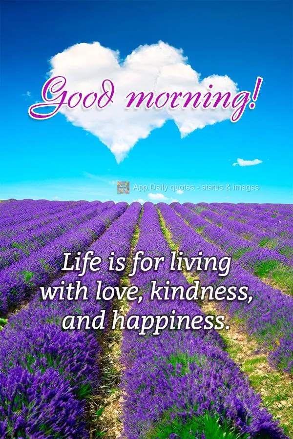 A vida é para ser vivida com amor, bondade e alegria. Bom dia!