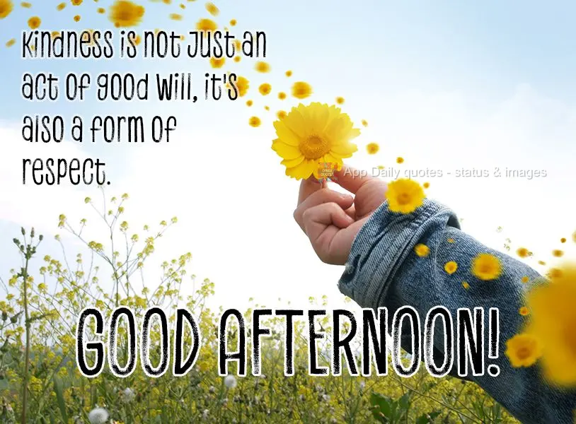 Kindness is not just an act of good will, it's also a form of respect. Good afternoon!