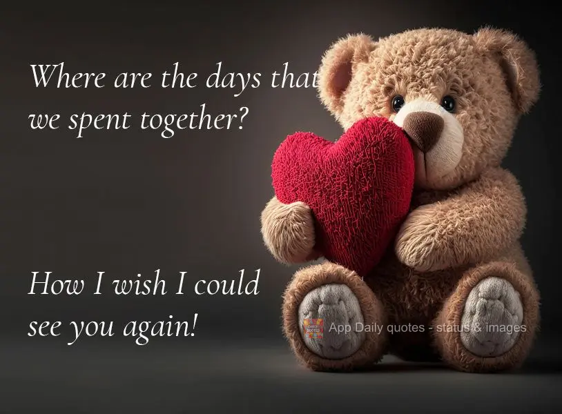 Where are the days that we spent together? How I wish I could see you again!