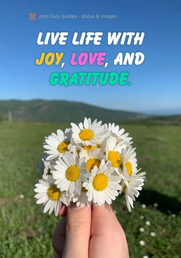 Live life with joy, love, and gratitude.