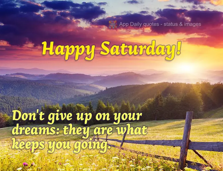 Não desista dos seus sonhos: eles são o que te fazem seguir em frente. Feliz Sábado!