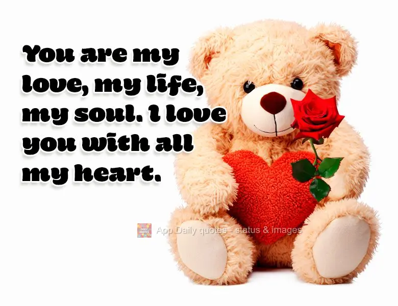Você é o meu amor, a minha vida, a minha alma. Eu te amo com todo o meu coração.