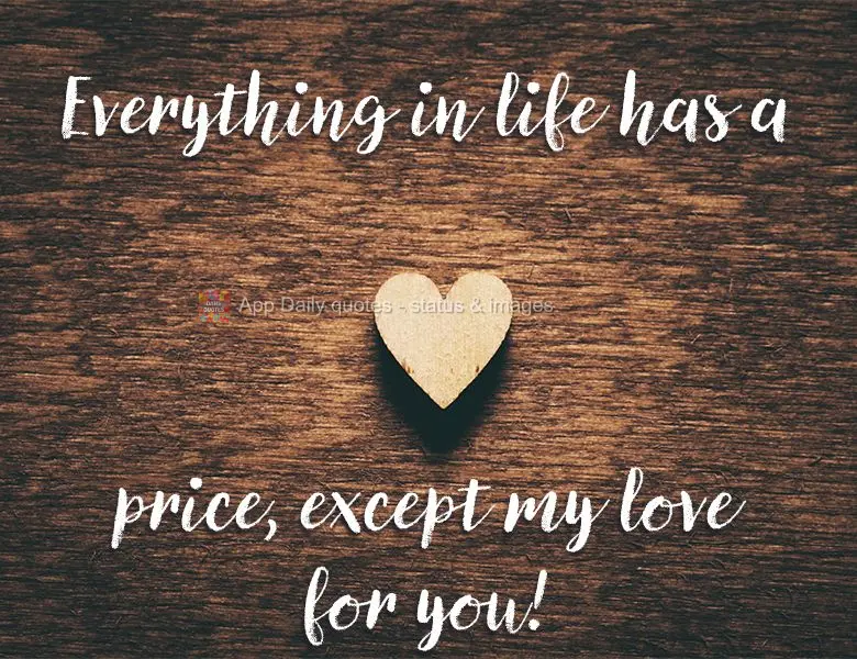 Tudo na vida tem preço, menos meu amor por você!