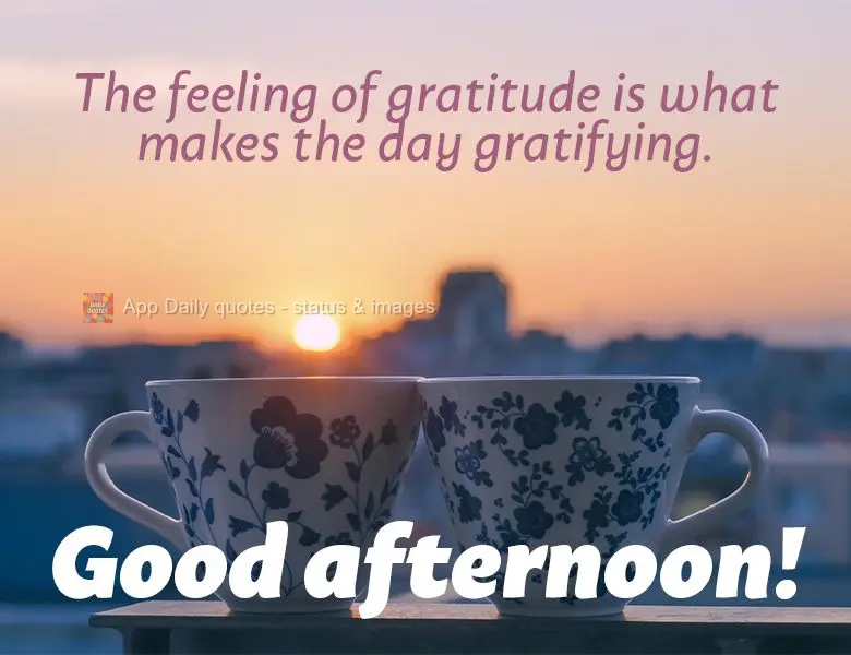 O sentimento de gratidão é o que torna o dia gratificante. Boa tarde!