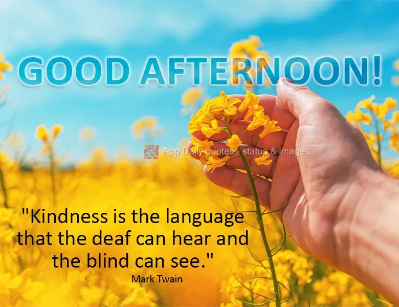 “A gentileza é a linguagem que o surdo pode ouvir e o cego pode ver.” Boa tarde! Mark Twain