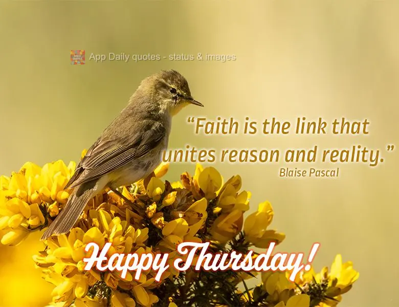 “A fé é o elo que une a razão e a realidade.” Feliz Quinta-feira! Blaise Pascal