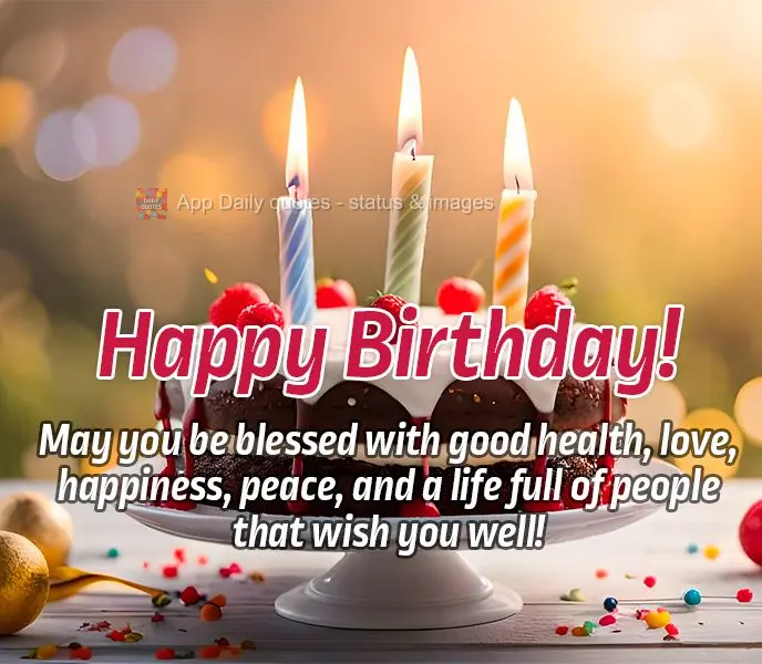 May you be blessed with good health, love, happiness, peace, and a life full of people that wish you well! Happy Birthday!