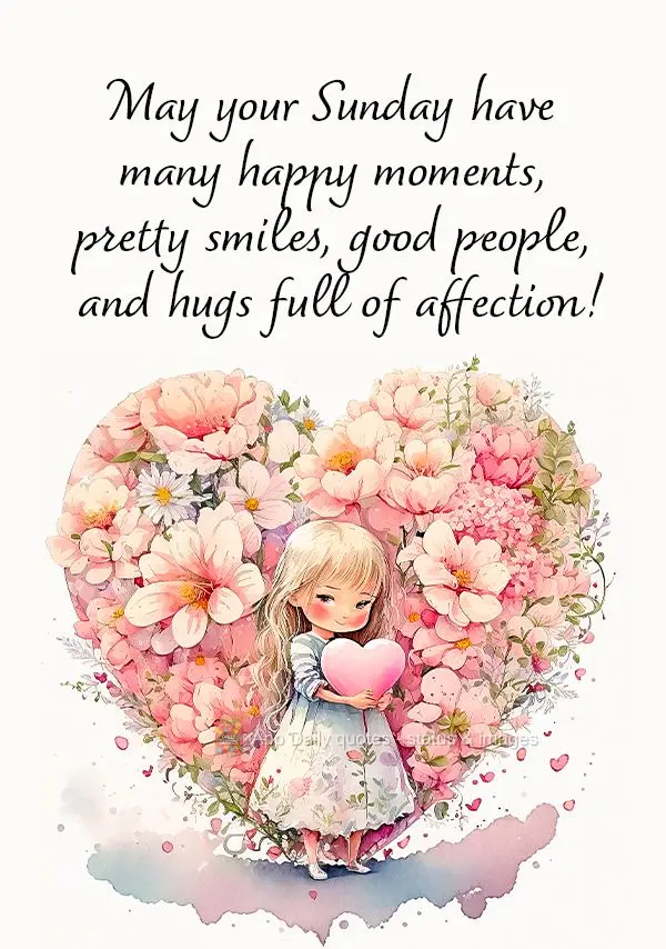 Que seu Domingo tenha muitos momentos alegres, sorrisos bonitos, pessoas legais e abraços cheios de afeto!