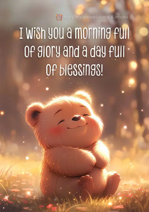 Desejo uma manhã cheia de glória e um dia cheio de bênçãos!