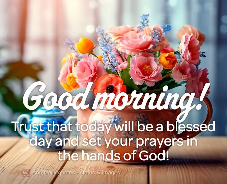 Acredite que hoje será um dia abençoado e deixe suas preces nas mãos de Deus! Bom dia!