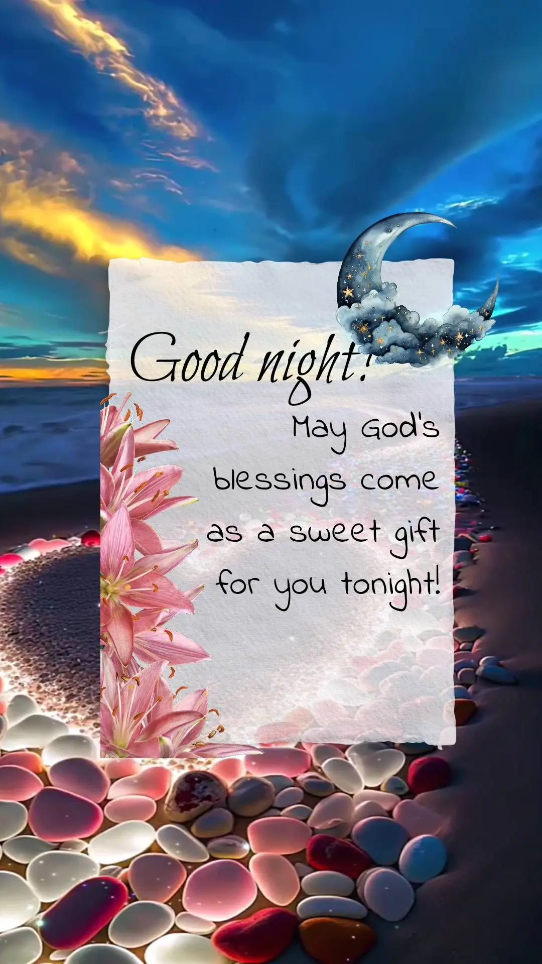 Que as bênçãos de Deus venham como um lindo presente para você nesta  noite! Boa noite