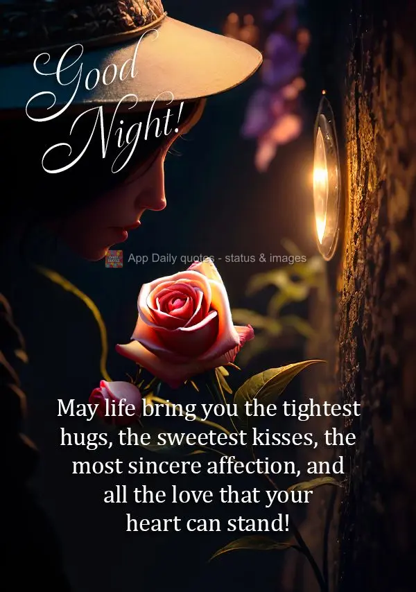 May life bring you the tightest hugs, the sweetest kisses, the most sincere affection, and all the love that your heart can stand! Good night!